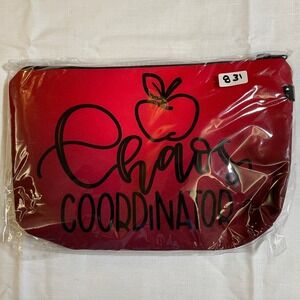 The Pouch Makeup Bag Red NWT Chaos Coordinator Graphic Travel Case